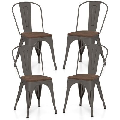 CostwayEnsemble de 4 Chaises de Salle à Manger en Métal Chaises Empilables pour Cuisine avec Assise en Bois et Dossier Haut Détachable Gun - Publicité CostwayEnsemble de 4 Chaises de Salle à Manger en Métal Chaises Empilables pour Cuisine avec Assise en Bois et Dossier Haut Détachable Gun - Publicité