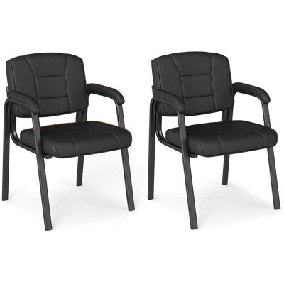 CostwayLot de 2 Chaises de Bureau Grandes et Hautes Chaise de Salle d'Attente avec Structure en Métal et Accoudoirs Rembourrés Noir - Publicité CostwayLot de 2 Chaises de Bureau Grandes et Hautes Chaise de Salle d'Attente avec Structure en Métal et Accoudoirs Rembourrés Noir - Publicité