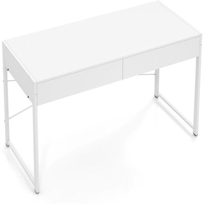 CostwayBureau Informatique avec 2 Tiroirs Bureau de Rédaction Compact avec Cadre Métallique Robuste Table de Travail Polyvalente Blanc - Publicité CostwayBureau Informatique avec 2 Tiroirs Bureau de Rédaction Compact avec Cadre Métallique Robuste Table de Travail Polyvalente Blanc - Publicité