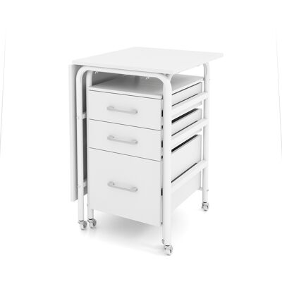 CostwayBureau Pliable avec 3 Tiroirs Table D'écriture Roues Verrouillables avec Cadre en Métal pour Dortoir Appartement Blanc - Publicité CostwayBureau Pliable avec 3 Tiroirs Table D'écriture Roues Verrouillables avec Cadre en Métal pour Dortoir Appartement Blanc - Publicité