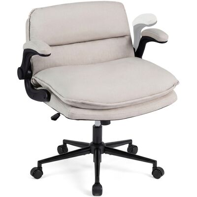 CostwayChaise Bureau à Roulette avec Accoudoirs Rabattable Hauteur Réglable Dossier Basculant et Siège Rembourré Charge 150kg Beige - Publicité CostwayChaise Bureau à Roulette avec Accoudoirs Rabattable Hauteur Réglable Dossier Basculant et Siège Rembourré Charge 150kg Beige - Publicité