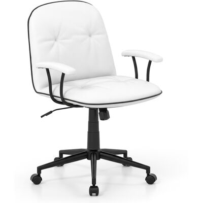 CostwayChaise de Bureau Fauteuil de Maquillage en Similicuir avec Hauteur Réglable Fonction Basculante Accoudoirs Rembourrés Blanc - Publicité CostwayChaise de Bureau Fauteuil de Maquillage en Similicuir avec Hauteur Réglable Fonction Basculante Accoudoirs Rembourrés Blanc - Publicité