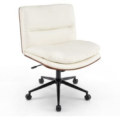 CostwayChaise de Bureau Sans Accoudoirs Fauteuil de Bureau Pivotant 360° avec Roulettes Réglable en Hauteur Fonction à Bascule Blanc - Publicité CostwayChaise de Bureau Sans Accoudoirs Fauteuil de Bureau Pivotant 360° avec Roulettes Réglable en Hauteur Fonction à Bascule Blanc - Publicité