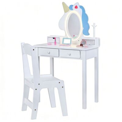 CostwayCoiffeuse pour Enfant Bureau 2 en 1 avec Miroir et Tabouret Lumières LED 2 Tiroir Dispositif Anti-basculement pour 3-6 Ans Blanc - Publicité CostwayCoiffeuse pour Enfant Bureau 2 en 1 avec Miroir et Tabouret Lumières LED 2 Tiroir Dispositif Anti-basculement pour 3-6 Ans Blanc - Publicité