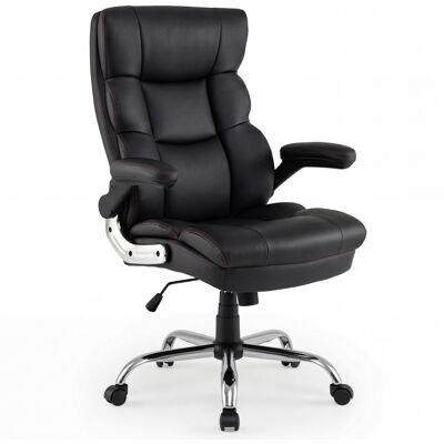 CostwayFauteuil de Bureau en Cuir Artificiel Chaise de Bureau Ergonomique avec Hauteur Réglable Fonction Bascule & Accoudoirs Relevables Noir - Publicité CostwayFauteuil de Bureau en Cuir Artificiel Chaise de Bureau Ergonomique avec Hauteur Réglable Fonction Bascule & Accoudoirs Relevables Noir - Publicité