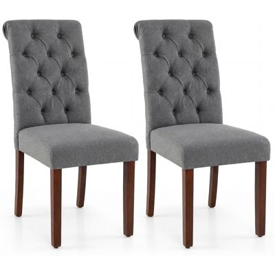 CostwayLot de 2 Chaise Salle a Manger Chaises avec Pieds en Bois Assise Rembourrée et Dossier Haut Capitonné Charge 150KG Gris - Publicité CostwayLot de 2 Chaise Salle a Manger Chaises avec Pieds en Bois Assise Rembourrée et Dossier Haut Capitonné Charge 150KG Gris - Publicité