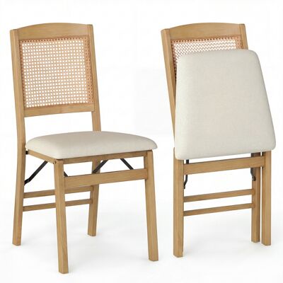 CostwayLot de 2 Chaise Salle a Manger Pliante Chaise Cuisine en Bois avec Dossier en Rotin PE&Siège en Lin Rembourré Fauteuil Charge 180KG Naturel - Publicité CostwayLot de 2 Chaise Salle a Manger Pliante Chaise Cuisine en Bois avec Dossier en Rotin PE&Siège en Lin Rembourré Fauteuil Charge 180KG Naturel - Publicité