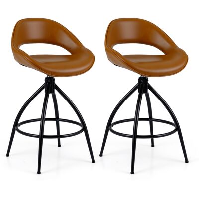 CostwayLot de 2 Tabourets de Bar Pivotants Tabourets Hauts de Comptoir avec Dossier et Repose-pieds Chaises de Bar Rembourrées en Similicuir Marron - Publicité CostwayLot de 2 Tabourets de Bar Pivotants Tabourets Hauts de Comptoir avec Dossier et Repose-pieds Chaises de Bar Rembourrées en Similicuir Marron - Publicité