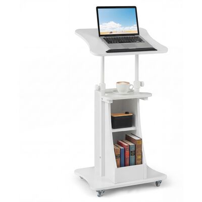 CostwayPodium de Pupitre Réglable en Hauteur Bureau de Table pour Ordinateur Portable Plateau Inclinable Étagère et Compartiments Blanc - Publicité CostwayPodium de Pupitre Réglable en Hauteur Bureau de Table pour Ordinateur Portable Plateau Inclinable Étagère et Compartiments Blanc - Publicité