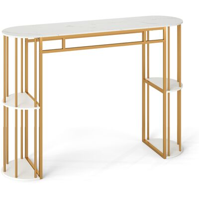 CostwayTable Bar Compacte avec Rangement et Finition Effet Marbre Mange Debout Cuisine Étroite avec 4 Étagères Table Haute 150 x 40 x 105 cm Blanc - Publicité CostwayTable Bar Compacte avec Rangement et Finition Effet Marbre Mange Debout Cuisine Étroite avec 4 Étagères Table Haute 150 x 40 x 105 cm Blanc - Publicité
