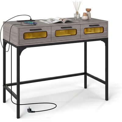 CostwayTable Console avec Lumières LED et Station de Recharge 90 cm Meuble d'Entrée avec Prises et Ports USB Table Basse Gris - Publicité CostwayTable Console avec Lumières LED et Station de Recharge 90 cm Meuble d'Entrée avec Prises et Ports USB Table Basse Gris - Publicité