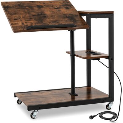 CostwayTable d Appoint Mobile avec Station de Recharge Plateau Inclinable avec Butée Étagères Ouvertes 4 Roulettes dont 2 Verrouillables Marron - Publicité CostwayTable d Appoint Mobile avec Station de Recharge Plateau Inclinable avec Butée Étagères Ouvertes 4 Roulettes dont 2 Verrouillables Marron - Publicité