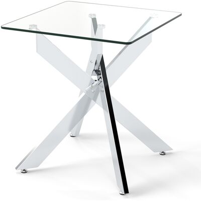 CostwayTable d'Appoint en Verre Table d'Extrémité Carrée avec Plateau en Verre Trempé et Pieds Métalliques en X Table de Chevet Moderne Argent - Publicité CostwayTable d'Appoint en Verre Table d'Extrémité Carrée avec Plateau en Verre Trempé et Pieds Métalliques en X Table de Chevet Moderne Argent - Publicité