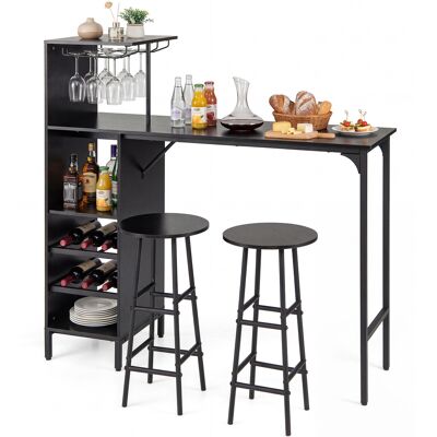 CostwayTable de Cuisine Haute avec Tabouret Table Industrielle à Manger Debout avec Porte-Verre et Porte-Bouteille Table de Bar avec Tabouret Noir - Publicité CostwayTable de Cuisine Haute avec Tabouret Table Industrielle à Manger Debout avec Porte-Verre et Porte-Bouteille Table de Bar avec Tabouret Noir - Publicité