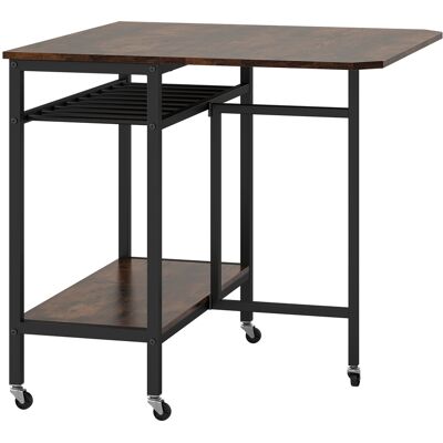 CostwayTable de Cuisine Pliante Table Mobile avec 5 Roulettes Compartiment Ouvert Structure Métallique Table à Manger 80x75x75CM Marron Rustique - Publicité CostwayTable de Cuisine Pliante Table Mobile avec 5 Roulettes Compartiment Ouvert Structure Métallique Table à Manger 80x75x75CM Marron Rustique - Publicité