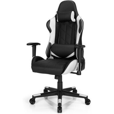 CostwayChaise Gaming Réglable à Dossier Inclinable de 90°-160° avec Appui-tête Renfort Lombaire et Accoudoirs Rembourrés Blanc - Publicité CostwayChaise Gaming Réglable à Dossier Inclinable de 90°-160° avec Appui-tête Renfort Lombaire et Accoudoirs Rembourrés Blanc - Publicité