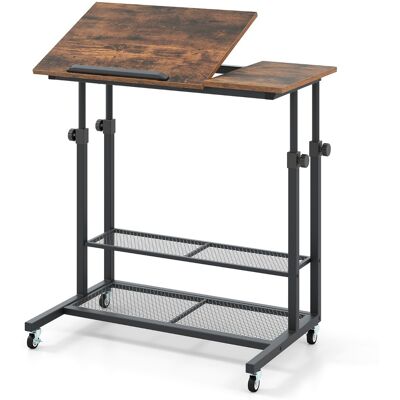 CostwayBTable Mobile Assis-debout Réglable en Hauteur avec Plateau Inclinable & Étagères Support pour Ordinateur Portable à Roulettes Brun Rustique - Publicité CostwayBTable Mobile Assis-debout Réglable en Hauteur avec Plateau Inclinable & Étagères Support pour Ordinateur Portable à Roulettes Brun Rustique - Publicité