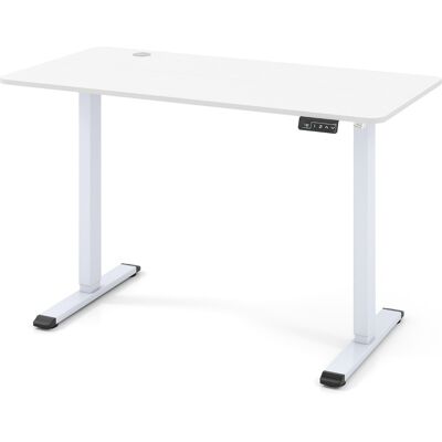 Costway120x60 CM Bureau Debout avec Hauteur Réglable Crochet pour Casque Ergonomique Assis-debout avec Mémorisation des Hauteurs Trou Blanc - Publicité Costway120x60 CM Bureau Debout avec Hauteur Réglable Crochet pour Casque Ergonomique Assis-debout avec Mémorisation des Hauteurs Trou Blanc - Publicité