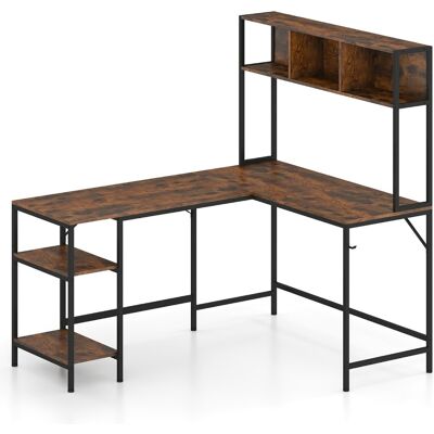 CostwayBureau en L avec Rangement Table d'Angle pour Ordinateur avec Étagères de Rangement et Accroche-casque Bureau de Gamer Marron Rustique - Publicité CostwayBureau en L avec Rangement Table d'Angle pour Ordinateur avec Étagères de Rangement et Accroche-casque Bureau de Gamer Marron Rustique - Publicité