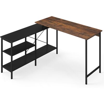 CostwayBureau Gaming d Angle Réversible Grand Bureau en L 135 x 120 cm avec Étagères de Rangement Cadre Métallique Table Gamer Brun Rustique - Publicité CostwayBureau Gaming d Angle Réversible Grand Bureau en L 135 x 120 cm avec Étagères de Rangement Cadre Métallique Table Gamer Brun Rustique - Publicité
