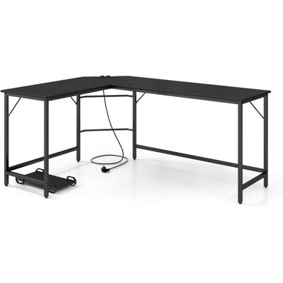 CostwayBureau d Angle avec Prise de Courant Bureau d'Angle de 168 cm avec Support UC Cadre en Métal Robuste Bureau d'Etudes Noir - Publicité CostwayBureau d Angle avec Prise de Courant Bureau d'Angle de 168 cm avec Support UC Cadre en Métal Robuste Bureau d'Etudes Noir - Publicité