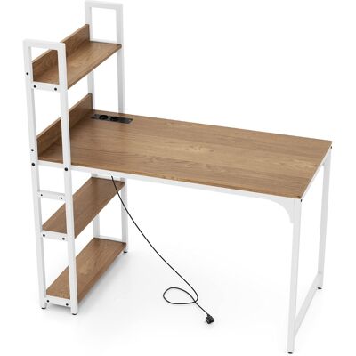 CostwayBureau d'Ordinateur avec Multiprise Bureau d'Étude de 120 CM avec Bibliothèque Prises Secteur Port USB A Port Type-C Naturel & Blanc - Publicité CostwayBureau d'Ordinateur avec Multiprise Bureau d'Étude de 120 CM avec Bibliothèque Prises Secteur Port USB A Port Type-C Naturel & Blanc - Publicité