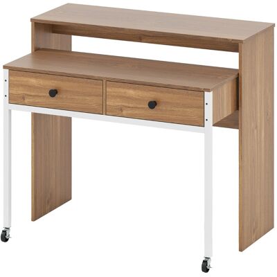 CostwayBureau d'Ordinateur Rétractable Bureau de Rangement Gain de Place avec Tiroirs Coiffeuse Compacte avec Roulettes Naturel - Publicité CostwayBureau d'Ordinateur Rétractable Bureau de Rangement Gain de Place avec Tiroirs Coiffeuse Compacte avec Roulettes Naturel - Publicité