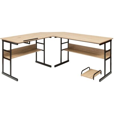 CostwayBureau d'Angle en forme de L Ajustable à Bureau Droit 2 Personnes avec Plateau Inclinable Support Centrale Naturel - Publicité CostwayBureau d'Angle en forme de L Ajustable à Bureau Droit 2 Personnes avec Plateau Inclinable Support Centrale Naturel - Publicité