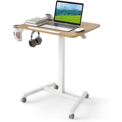 CostwayBureau Mobile Pliable Bureau à Roulettes avec Plateau Inclinable à 90° Bureau Réglable en Hauteur Poste de Travail Portable Naturel - Publicité CostwayBureau Mobile Pliable Bureau à Roulettes avec Plateau Inclinable à 90° Bureau Réglable en Hauteur Poste de Travail Portable Naturel - Publicité