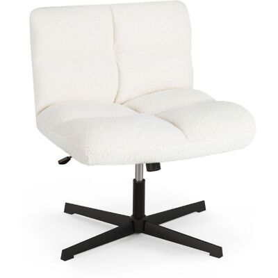 CostwayChaise de Bureau à Pieds Croisés Sans Accoudoirs Polaire Imitation Agneau Hauteur Réglable Siège Large Chaise de Travail pour Bureau Blanc - Publicité CostwayChaise de Bureau à Pieds Croisés Sans Accoudoirs Polaire Imitation Agneau Hauteur Réglable Siège Large Chaise de Travail pour Bureau Blanc - Publicité