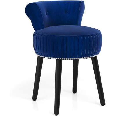 CostwayChaise de Coiffeuse en Velours avec Dossier Tabouret Rembourré avec Dossier Bas Capitonné et Pieds en Bois Massif Petite Chaise Bleu - Publicité CostwayChaise de Coiffeuse en Velours avec Dossier Tabouret Rembourré avec Dossier Bas Capitonné et Pieds en Bois Massif Petite Chaise Bleu - Publicité