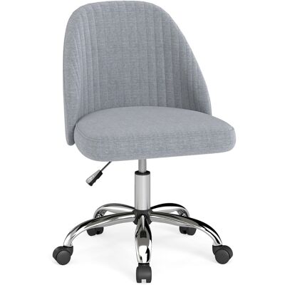CostwayChaise de Bureau sans Accoudoirs avec Dossier Incurvé et Siège Rembourré Chaise de Coiffeuse Pivotante Réglable en Hauteur Gris - Publicité CostwayChaise de Bureau sans Accoudoirs avec Dossier Incurvé et Siège Rembourré Chaise de Coiffeuse Pivotante Réglable en Hauteur Gris - Publicité