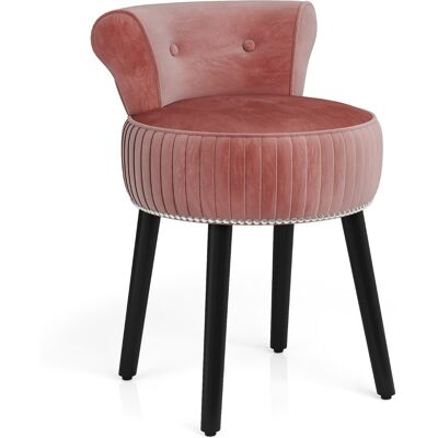 CostwayChaise de Coiffeuse en Velours avec Dossier Tabouret Rembourré avec Dossier Bas Capitonné et Pieds en Bois Massif Petite Chaise Rose - Publicité CostwayChaise de Coiffeuse en Velours avec Dossier Tabouret Rembourré avec Dossier Bas Capitonné et Pieds en Bois Massif Petite Chaise Rose - Publicité