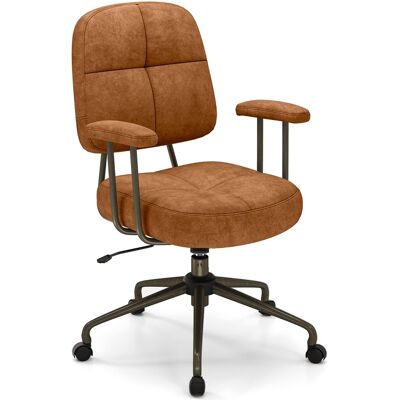 CostwayChaise de Bureau Chaise de Travail Revêtue de Leathaire avec Dossier Rembourré et Accoudoirs Matelassés Chaise Pivotante Réglable Marron - Publicité CostwayChaise de Bureau Chaise de Travail Revêtue de Leathaire avec Dossier Rembourré et Accoudoirs Matelassés Chaise Pivotante Réglable Marron - Publicité