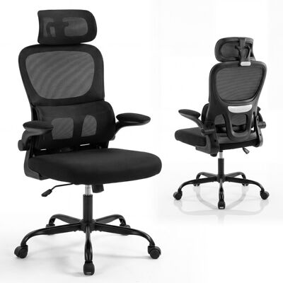 CostwayChaise de Bureau Ergonomique Chaise de Bureau en Maille à Dossier Haut avec Support Lombaire Appui-tête Réglable Accoudoirs Rabattables Noir - Publicité CostwayChaise de Bureau Ergonomique Chaise de Bureau en Maille à Dossier Haut avec Support Lombaire Appui-tête Réglable Accoudoirs Rabattables Noir - Publicité