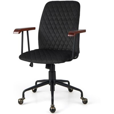 CostwayFauteuil de Bureau à Roulette en Velours Style Vintage Elégant Chaise Pivotante Réglable Noir - Publicité CostwayFauteuil de Bureau à Roulette en Velours Style Vintage Elégant Chaise Pivotante Réglable Noir - Publicité