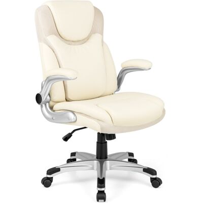 CostwayChaise de Bureau de Direction en Cuir Pu à Bascule Hauteur Réglable Chaise de Travail Ergonomique avec Accoudoirs Rabattables Pivotante à 360° Blanc - Publicité CostwayChaise de Bureau de Direction en Cuir Pu à Bascule Hauteur Réglable Chaise de Travail Ergonomique avec Accoudoirs Rabattables Pivotante à 360° Blanc - Publicité