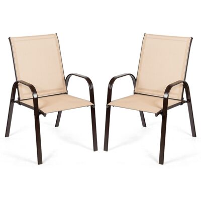 CostwayChaises de Salle à Manger d'Extérieur Accoudoirs Incurvés Tissu Facile à Sécher Cadre en Métal Renforcé Siège Large Marron - Publicité CostwayChaises de Salle à Manger d'Extérieur Accoudoirs Incurvés Tissu Facile à Sécher Cadre en Métal Renforcé Siège Large Marron - Publicité