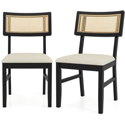 CostwayEnsemble de 2 Chaises de Salle à Manger en Rotin Chaises de Cuisine Rembourrées en Tissu avec Siège Matelassé Pieds en Bois Noir - Publicité CostwayEnsemble de 2 Chaises de Salle à Manger en Rotin Chaises de Cuisine Rembourrées en Tissu avec Siège Matelassé Pieds en Bois Noir - Publicité