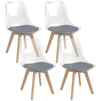 CostwayLot de 4 Chaises de Salle à Manger Transparentes Chaises Modernes Sans Accoudoirs avec Dossier Transparent Pieds Inclinés en Bois Gris - Publicité CostwayLot de 4 Chaises de Salle à Manger Transparentes Chaises Modernes Sans Accoudoirs avec Dossier Transparent Pieds Inclinés en Bois Gris - Publicité