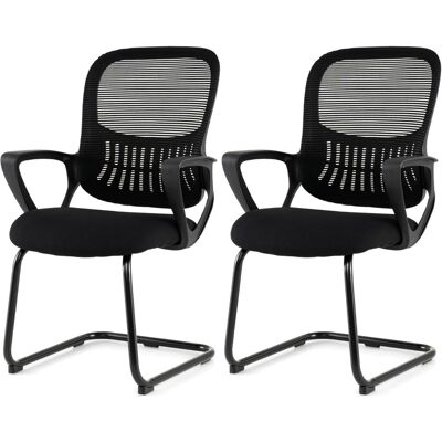 CostwayLot de 2 Chaises de Bureau Sans Roulettes Fauteuil avec Base Traîneau Robuste Dossier en Maille Respirante Panier de Rangement Noir - Publicité CostwayLot de 2 Chaises de Bureau Sans Roulettes Fauteuil avec Base Traîneau Robuste Dossier en Maille Respirante Panier de Rangement Noir - Publicité