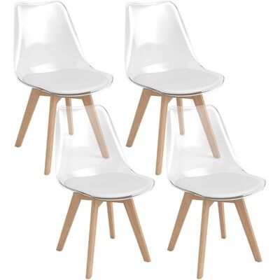 CostwayLot de 4 Chaises de Salle à Manger Transparentes Chaises Modernes Sans Accoudoirs avec Dossier Transparent Pieds Inclinés en Bois Blanc - Publicité CostwayLot de 4 Chaises de Salle à Manger Transparentes Chaises Modernes Sans Accoudoirs avec Dossier Transparent Pieds Inclinés en Bois Blanc - Publicité