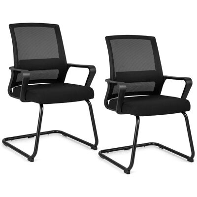 CostwayLot de 2 Chaises d'Invité Direction Support Lombaire Base En U Chaise Ergonomique en Maille à Dossier Moyen Siège Rembourré Noir - Publicité CostwayLot de 2 Chaises d'Invité Direction Support Lombaire Base En U Chaise Ergonomique en Maille à Dossier Moyen Siège Rembourré Noir - Publicité