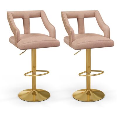 CostwayLot de 2 Chaises de Bar Pivotantes et Réglables Repose-pied Base en Métal Galvanisé Anneau Antidérapant Rose - Publicité CostwayLot de 2 Chaises de Bar Pivotantes et Réglables Repose-pied Base en Métal Galvanisé Anneau Antidérapant Rose - Publicité