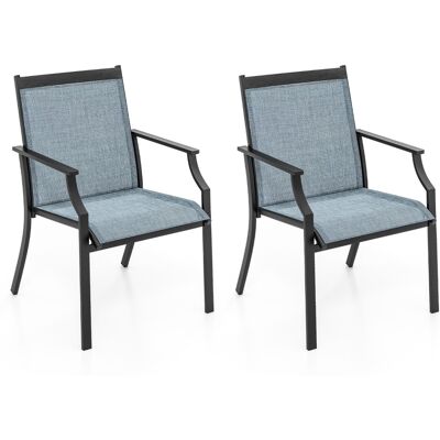 Costway2 Pièces Chaises de Salle à Manger de Patio avec Siège Respirant Cadre en Métal Dossier et Accoudoirs Ergonomiques Fauteuils à Dossier Haut Bleu - Publicité Costway2 Pièces Chaises de Salle à Manger de Patio avec Siège Respirant Cadre en Métal Dossier et Accoudoirs Ergonomiques Fauteuils à Dossier Haut Bleu - Publicité