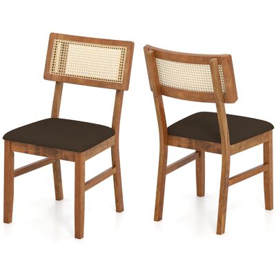 CostwayLot de 2 Chaises Rembourrées de Salle à Manger avec Dossier en rotin Tissé à la Main Structure en Bois de Caoutchouc Charge 180kg Noyer - Publicité CostwayLot de 2 Chaises Rembourrées de Salle à Manger avec Dossier en rotin Tissé à la Main Structure en Bois de Caoutchouc Charge 180kg Noyer - Publicité