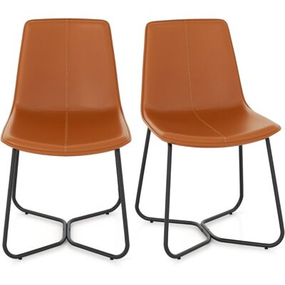 CostwayEnsemble de 2 Chaises de Salle à Manger Chaises de Cuisine avec Revêtement en Similicuir et Pieds Métalliques sans Accoudoirs Marron - Publicité CostwayEnsemble de 2 Chaises de Salle à Manger Chaises de Cuisine avec Revêtement en Similicuir et Pieds Métalliques sans Accoudoirs Marron - Publicité