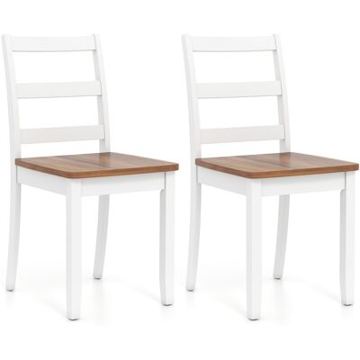 CostwayLot de 2 Chaises de Salle à Manger en Bois avec Pieds en Bois de Caoutchouc Dossier Courbé Haut Chaises Cuisine sans Accoudoirs Marron+Blanc - Publicité CostwayLot de 2 Chaises de Salle à Manger en Bois avec Pieds en Bois de Caoutchouc Dossier Courbé Haut Chaises Cuisine sans Accoudoirs Marron+Blanc - Publicité
