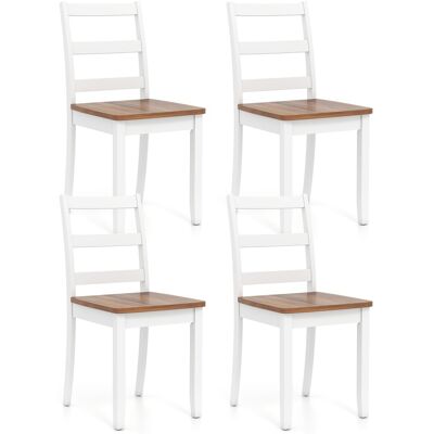 CostwayLot de 4 Chaises de Salle à Manger en Bois avec Pieds en Bois de Caoutchouc Dossier Courbé Haut Chaises Cuisine sans Accoudoirs Marron+Blanc - Publicité CostwayLot de 4 Chaises de Salle à Manger en Bois avec Pieds en Bois de Caoutchouc Dossier Courbé Haut Chaises Cuisine sans Accoudoirs Marron+Blanc - Publicité
