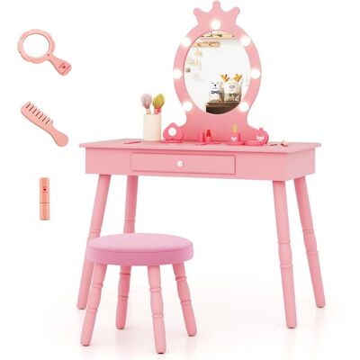 Costway - Kids Vanity - Rose - Âge 3-7 - Vanity Set - Publicité Costway - Kids Vanity - Rose - Âge 3-7 - Vanity Set - Publicité